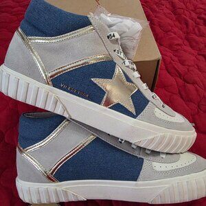 ⭐ Vintage Havana ALWAYS Denim & Silver Star Mid-Top Sneakers – Size 10 – NWT
